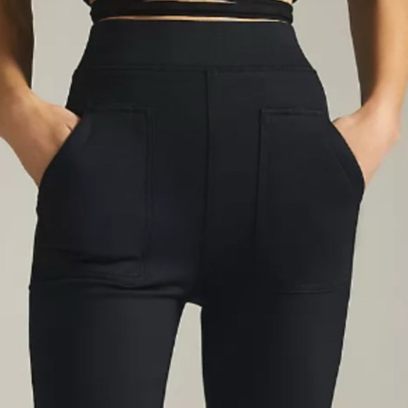 Anthropologie Maeve Eve Ponte Flare Wide Leg Knit Pants Black Small Pull On Pant - Picture 3 of 12